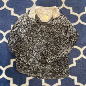 Thread and Supply Dark Grey Fuzzy Quarter Zip